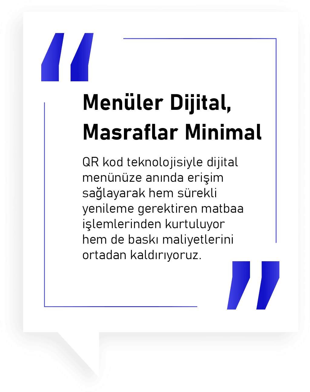 Menüler Dijital, Masraflar Minimal